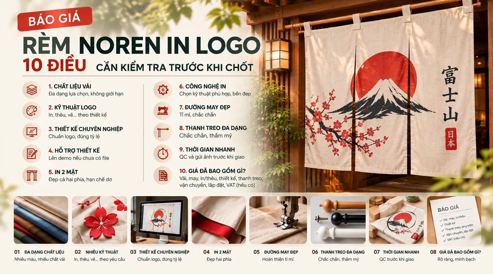 Báo Giá Rèm Noren In Logo: 10 Điều Cần Kiểm Tra Trước Khi Chốt